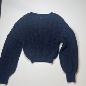 Women's Navy Cable Crewneck Sweater